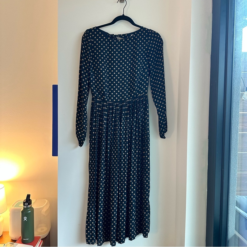 Mango polka dot open back midi dress